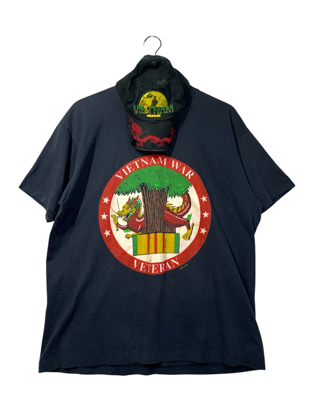 Vtg 1990 Vietnam War Veteran Single Stitch Screen Print Tshirt Trucker Hat Set